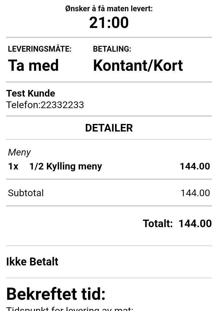 Nettbasert restaurant bestillingssystem med kundedata og ordreoversikt Nettbasert restaurant system med kundedata og ordreoversikt